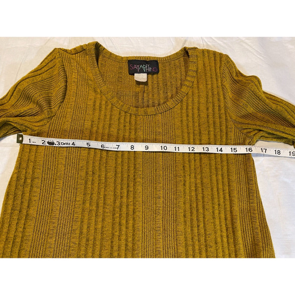 Vtg 90s/y2k Say Anything Sz M Knit Sweater Yellow Long Back Short Front - Picture 10 of 12